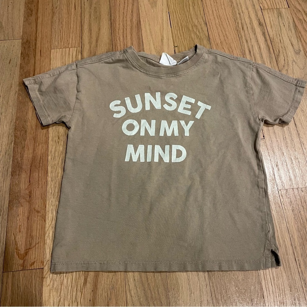 Zara Kids Tan T-Shirt - 'Sunset On My Mind'